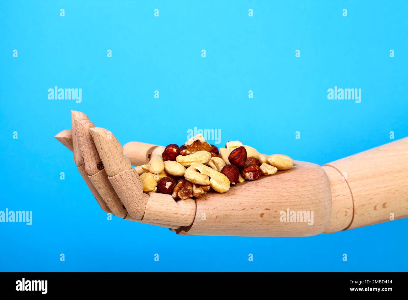 Heap of mixed nuts consisting of Cashew nuts,Hazelnuts,Walnuts and Almonds Stock Photo