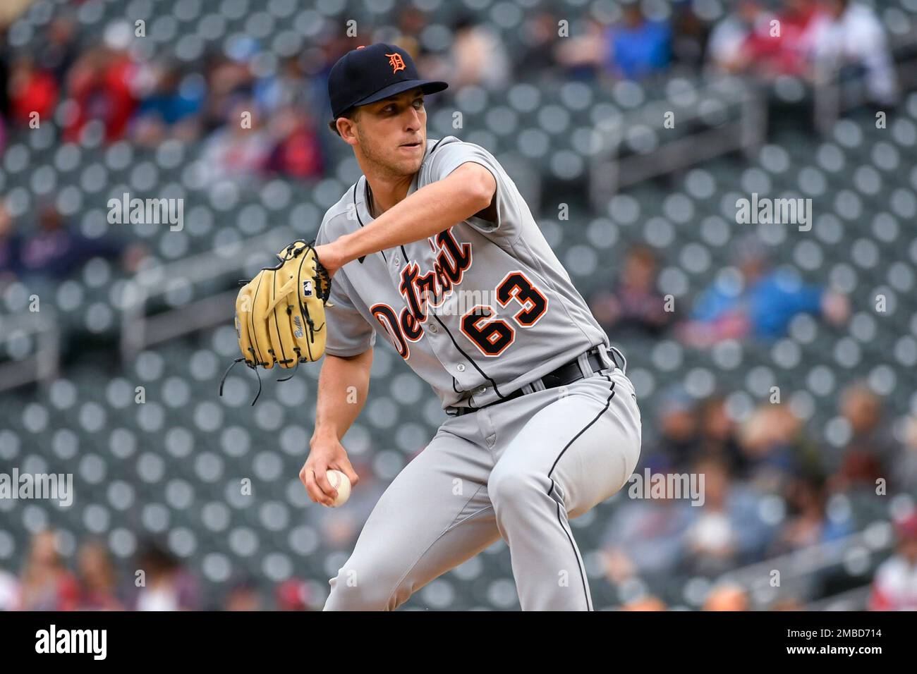 May 6 2022: Detroit pitcher Beau Brieske (63) throws a pitch during the  game with Detroit Tigers and Houston Astros held at Minute Maid Park in  Houston Tx. David Seelig/Cal Sport Medi(Credit