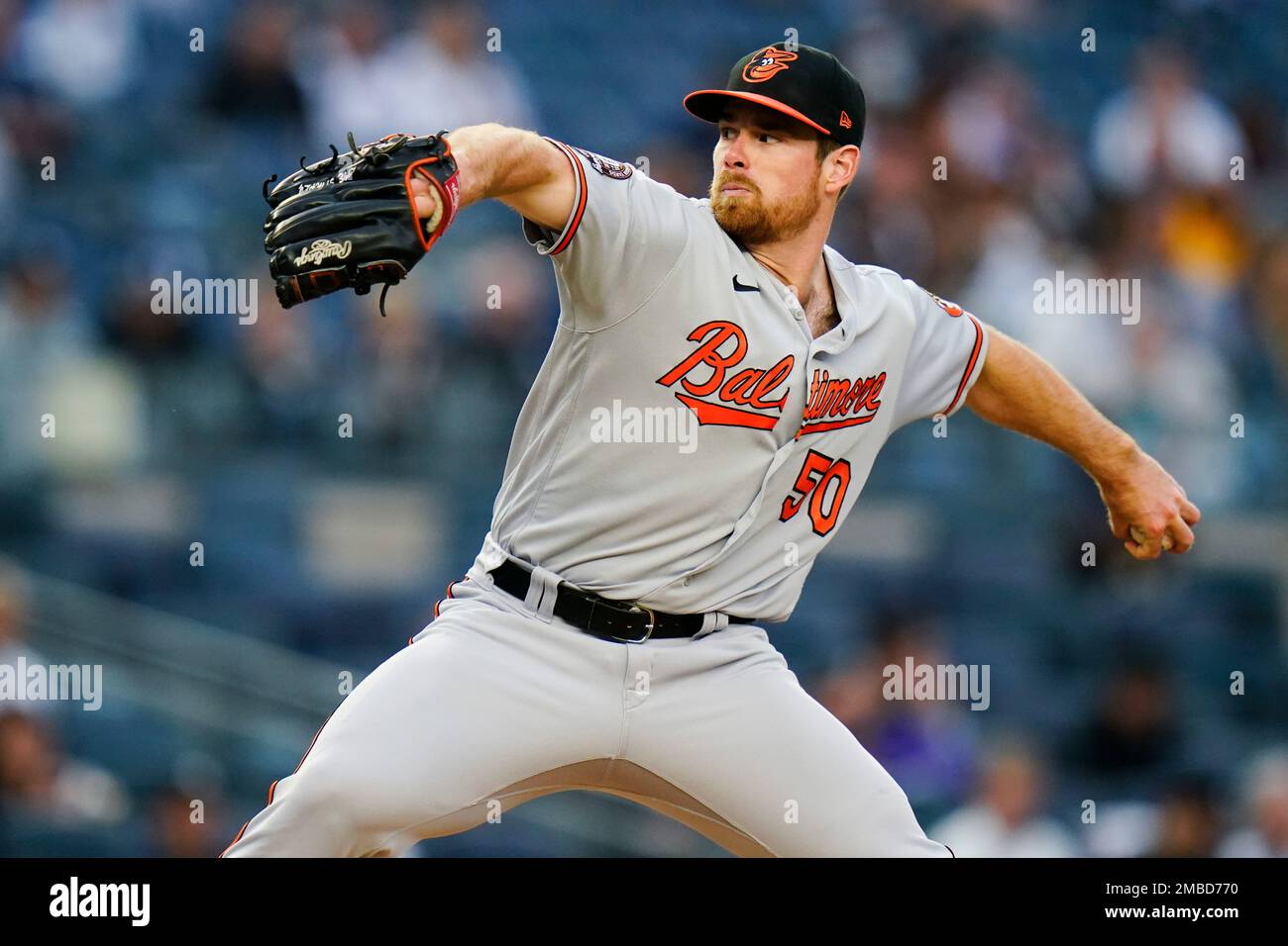 Baltimore Orioles' Bruce Zimmermann pitches during the first