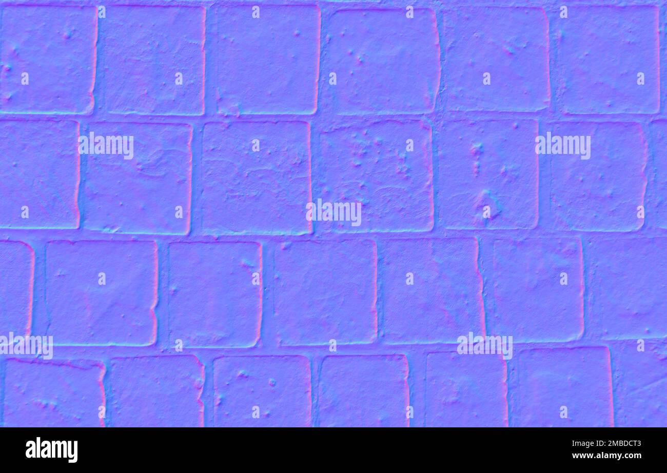 Normal map Figured Paving Slabs. Normal mapping pavement Stock Photo