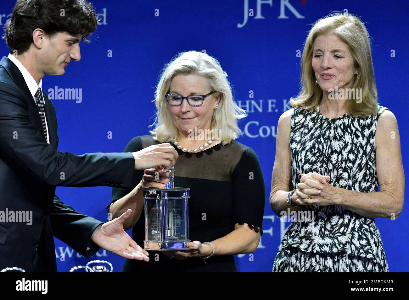 U.S. Rep. Liz Cheney, RWyo., center, stands with Jack Schlossberg(01)