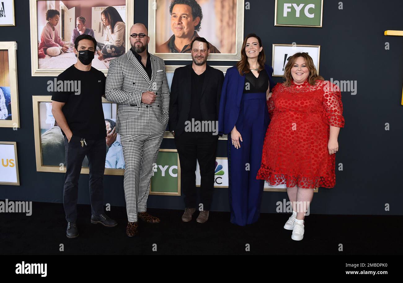 From left milo ventimiglia chris sullivan dan fogelman mandy moore