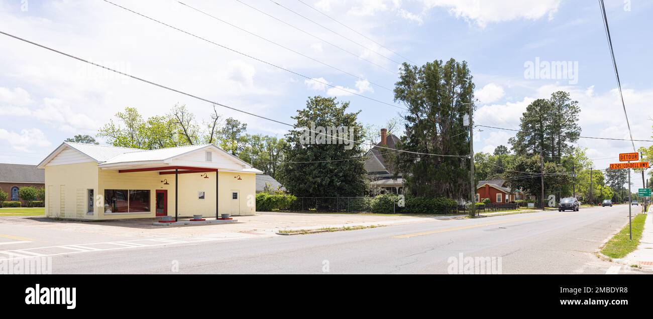 Pearson, USA April 17, 2022 Looking down Main Street with a
