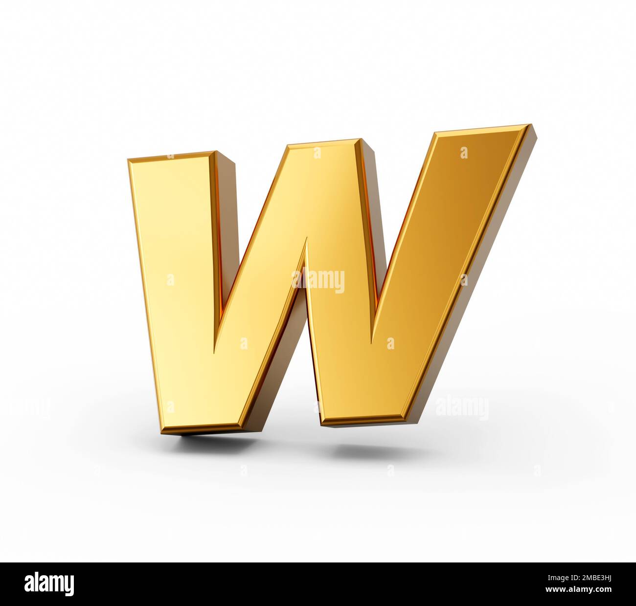 A 3d Illustration of Golden alphabet w on white isolated background 3D ...
