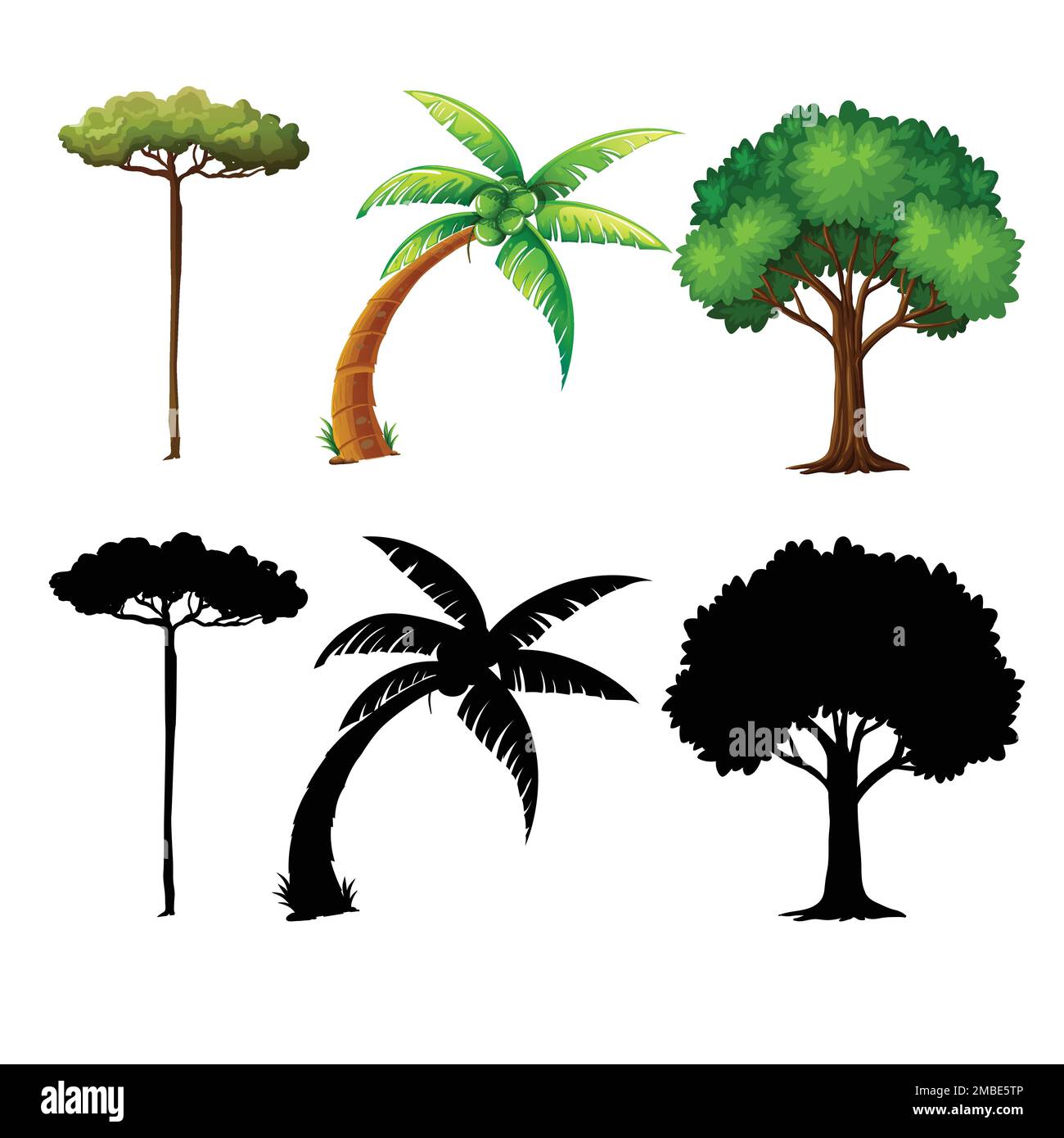 Tree various silhouettes for you design Stock Vector