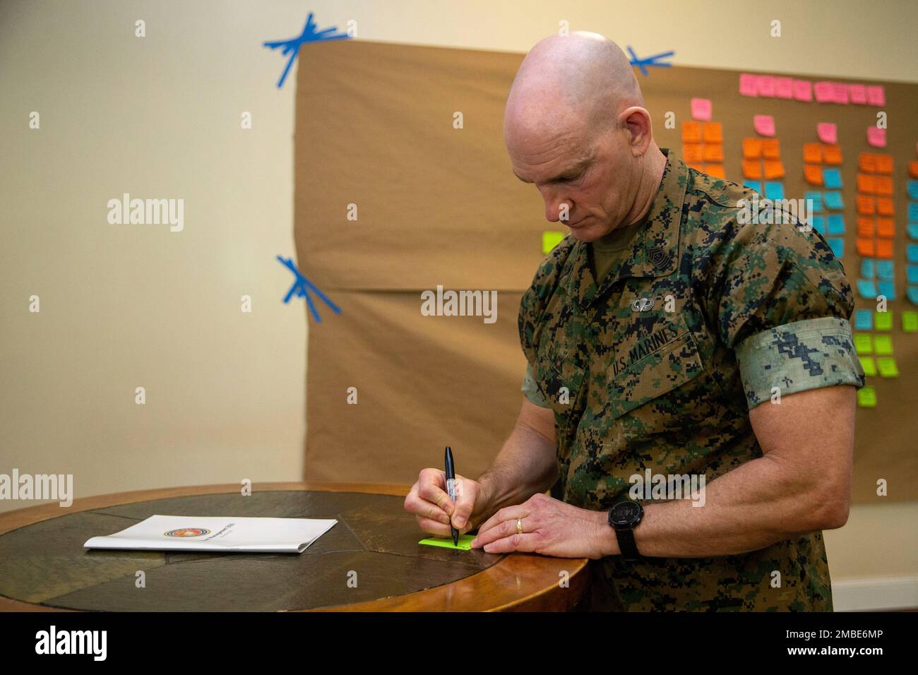 Sergeant Major of the Marine Corps Troy E. Black speaks to Marines at