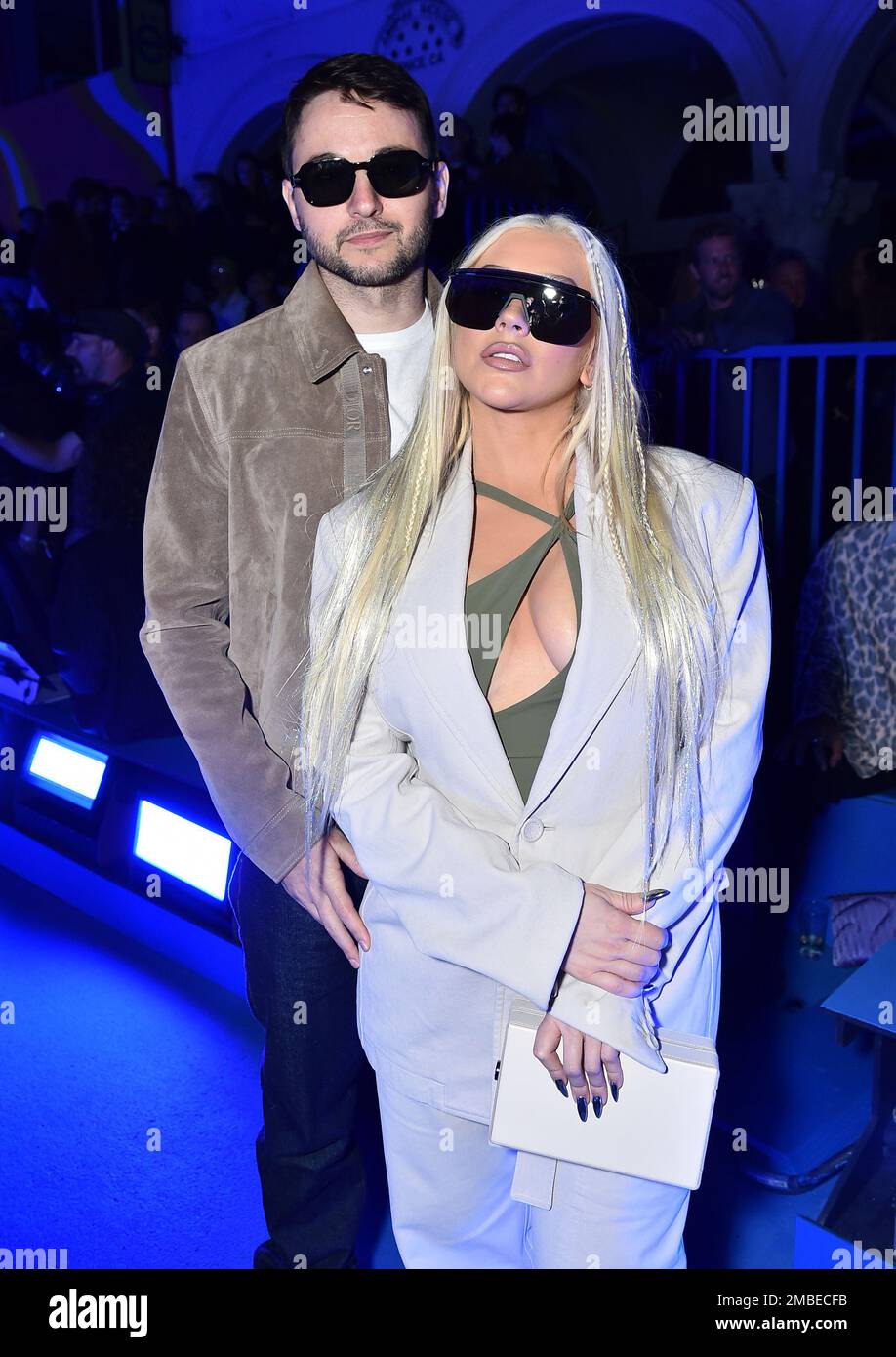 Matthew Rutler, left, and Christina Aguilera attend Dior Men's Spring 2023  collection show, Thursday, May 19, 2022, in Venice, Calif. (Photo by Jordan  Strauss/Invision/AP Stock Photo - Alamy