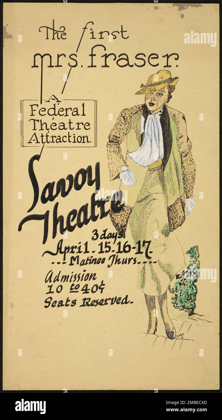 The First Mrs. Fraser, San Diego, 1936. 'The First Mrs. Fraser A Federal Theatre Attraction