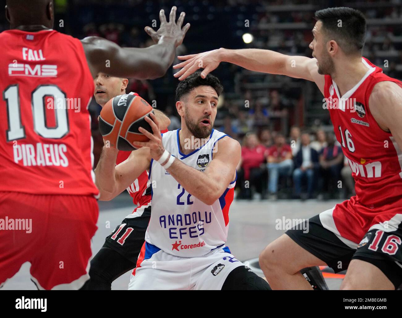 Anadolu Efes Vasilije Micic drives to the basket during a Final Four Euroleague semifinal basketball match between Olympiacos and Anadolu Efes, in Belgrade, Serbia, Thursday, May 19, 2022