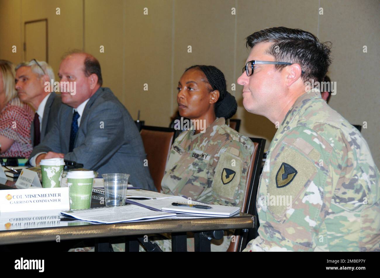 Col. John Misenheimer (right), Fort Leavenworth garrison commander