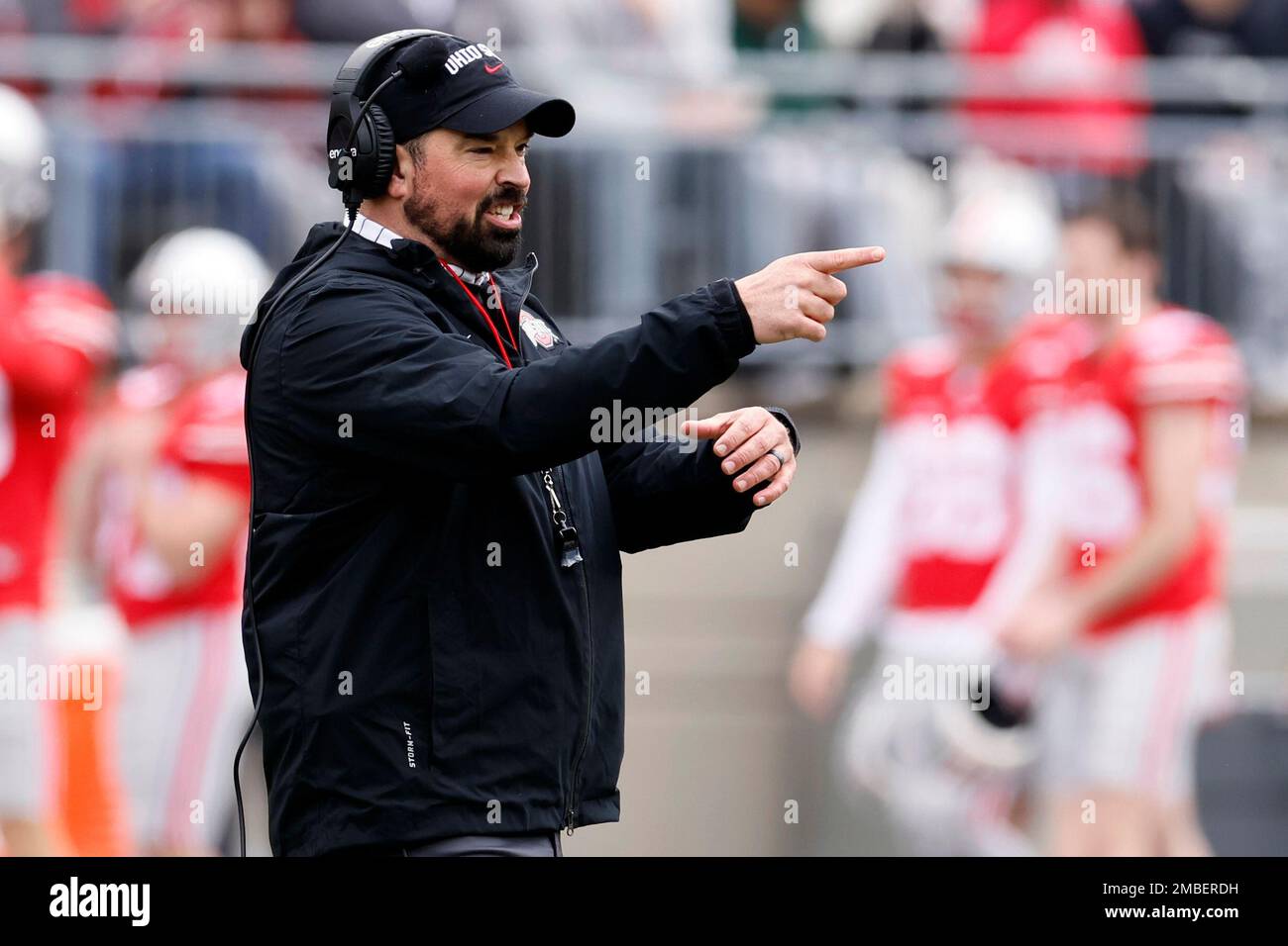 FILE Ohio State Head Coach Ryan Day Directs His Team During An NCAA file-ohio-state-head-coach-ryan-day-directs-his-team-during-an-ncaa
