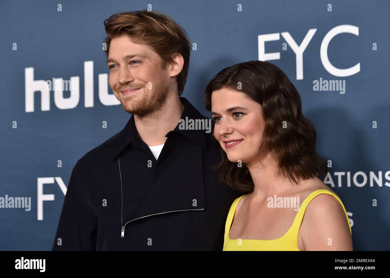 From left, Joe Alwyn, and Alison Oliver arrive at a special screening
