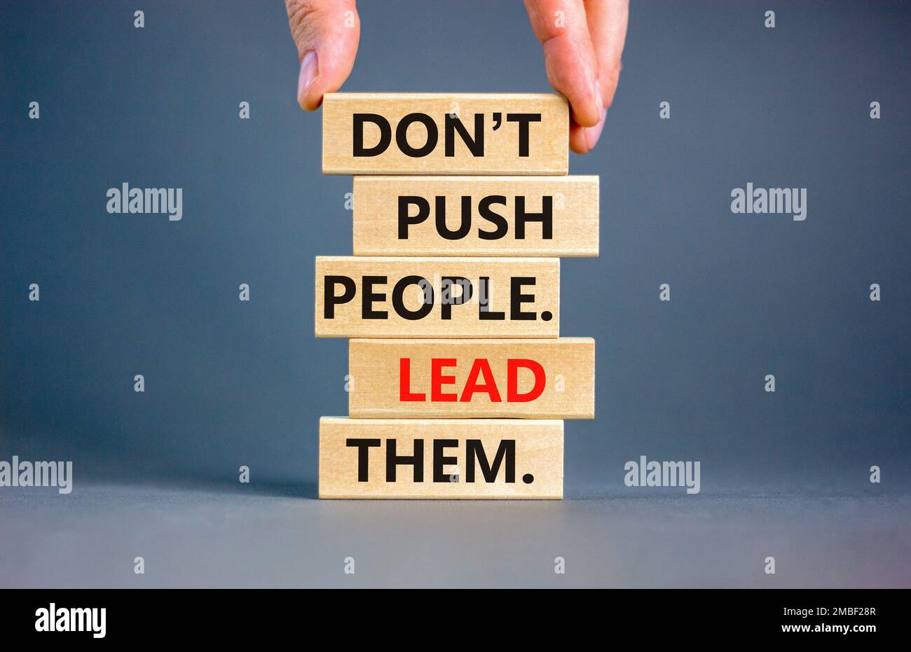 Push or lead people symbol. Concept words Do not push people lead them ...