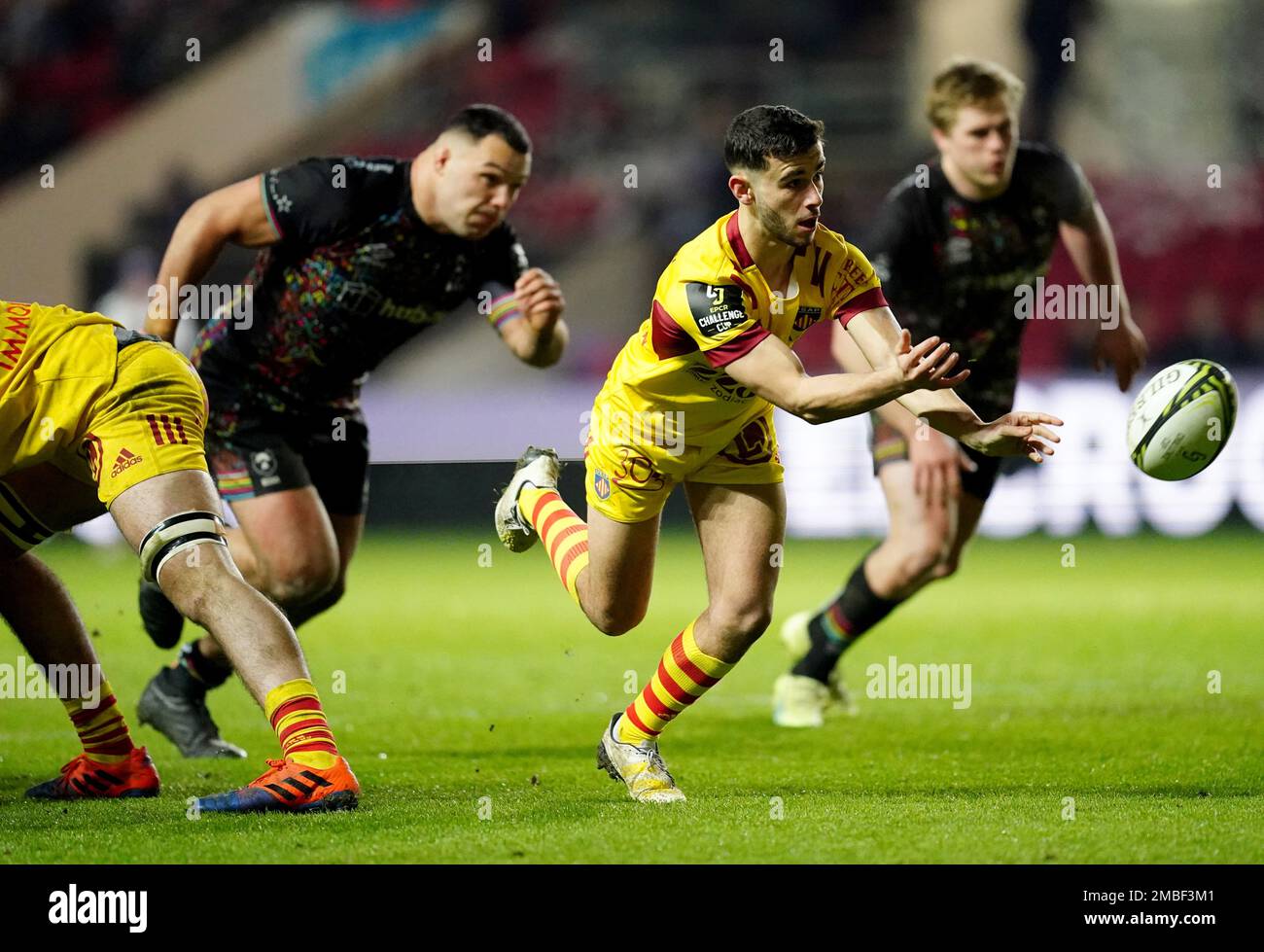 USA Perpignan’s Matteo Rodor in action during the EPCR Challenge Cup