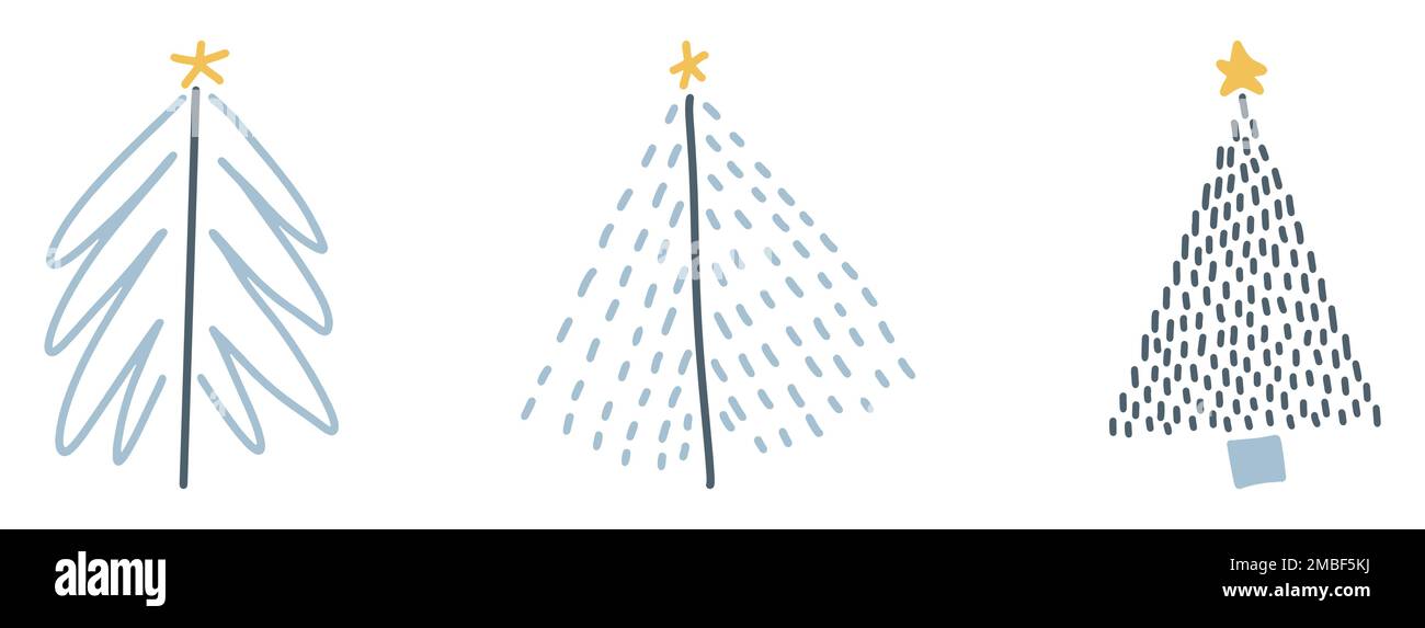 Christmas tree linear icon. Set of cute christmas tree icons on white ...