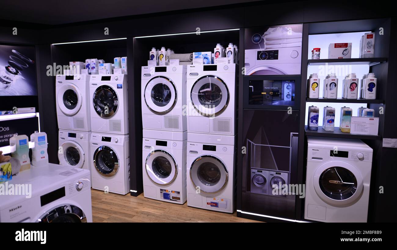 Warsaw, Poland. 19 January 2023. Inside MIELE retail store. Miele is German Based Manufacturer of Premium Class Household Appliances and Electronics Stock Photo