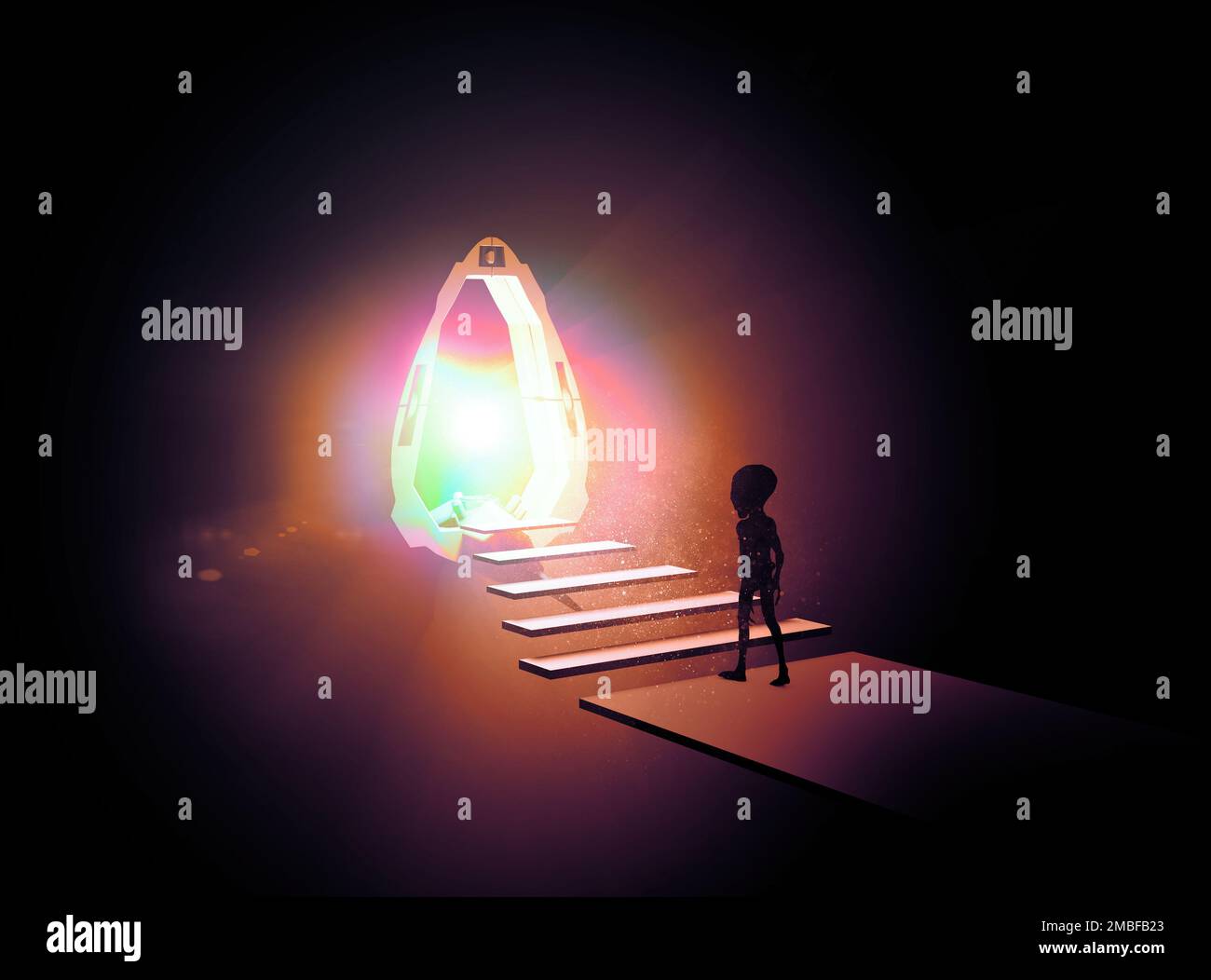 Portal with other worlds, alien spaceship. Door to other dimensions