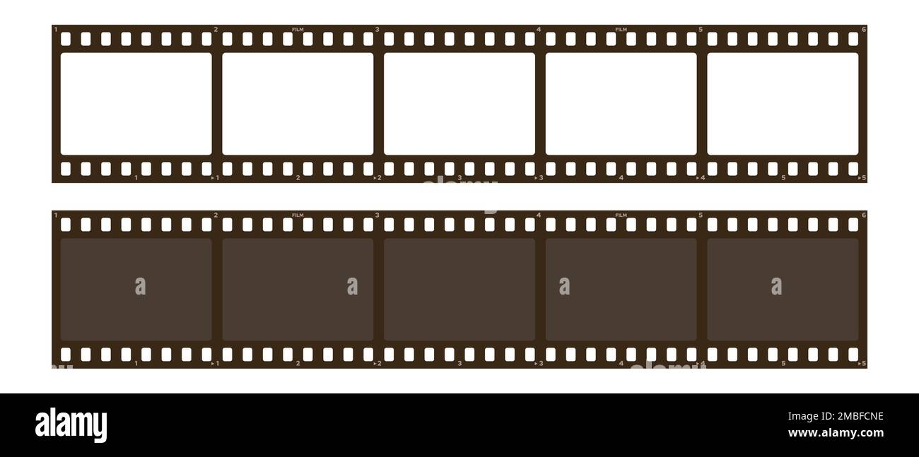 Set of filmstrip isolated on white background. Retro film strip frame
