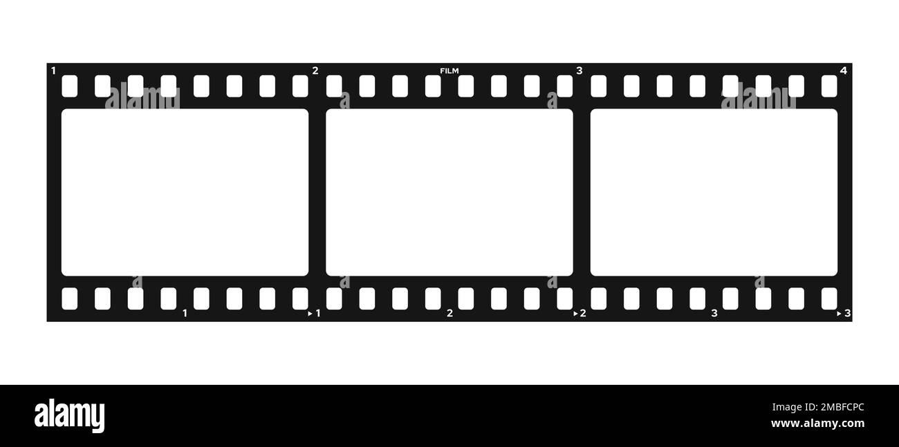 Filmstrip isolated on transparent background. Retro film strip frame. Vector illustration Stock Vector