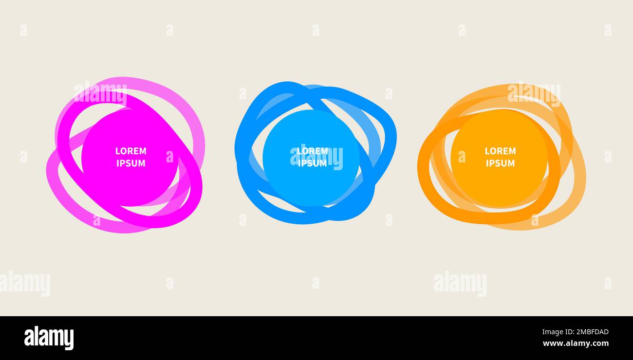 Label, organic shapes, abstract web frame, border. Set of round random ...