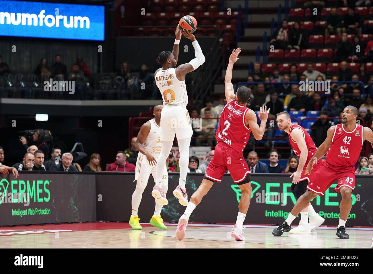 Milan, Italy. 20th Jan, 2023. Forum of Assago, Milan, Italy, January 20,  2023, David Lighty (Asvel Lyon Villeurbanne) during EA7 Emporio Armani  Milano vs Lyon-Villeurbanne - Basketball Euroleague Championship Credit:  Live Media