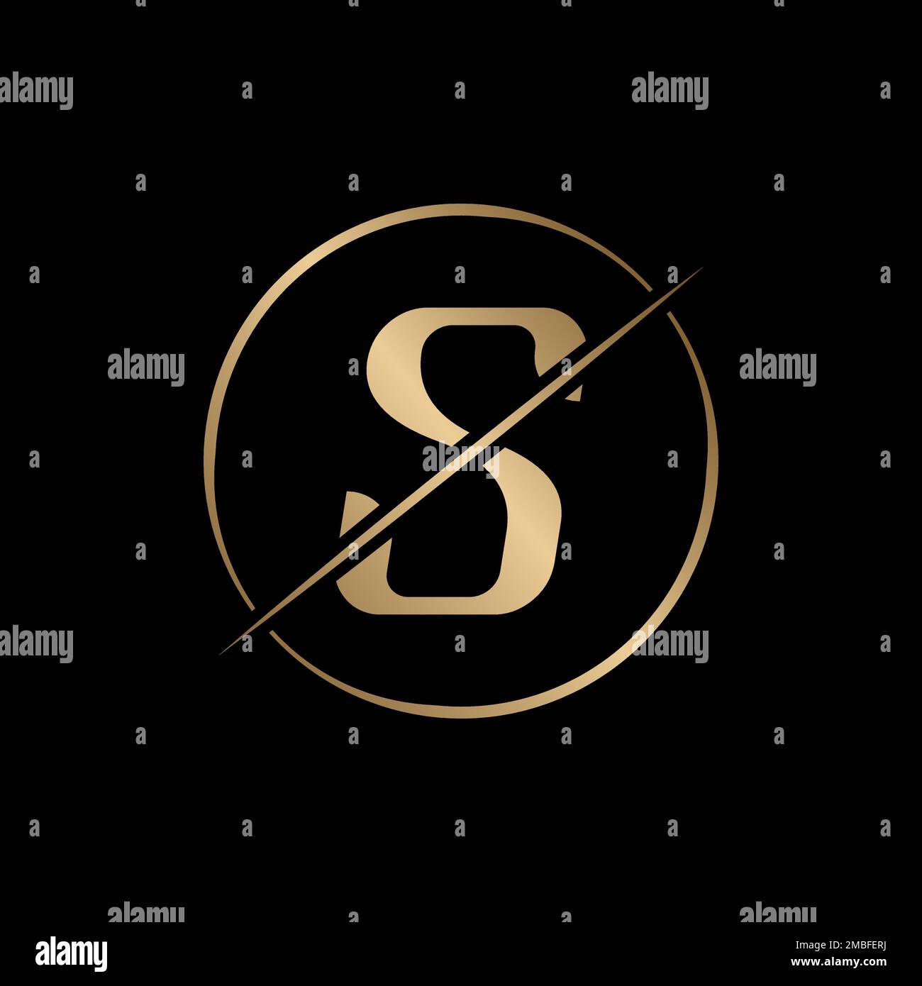 Sliced Letter S Logo With Circle Shape. Modern Creative S Logo Design Vector Template. Elegant Identity Design In  Gold Color. Stock Vector