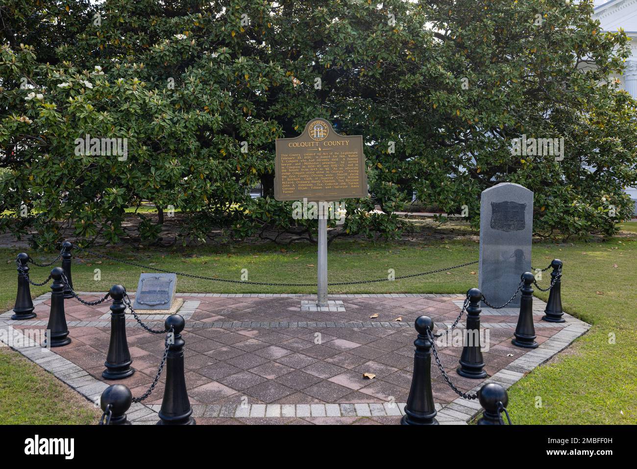 Moultrie, USA April 17, 2022 Plaque tells the history of