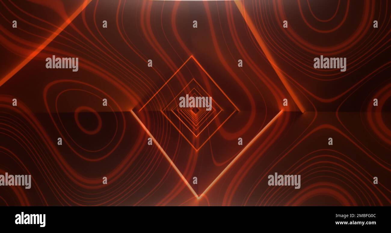 Composition of red light trails and shapes on black background Stock ...