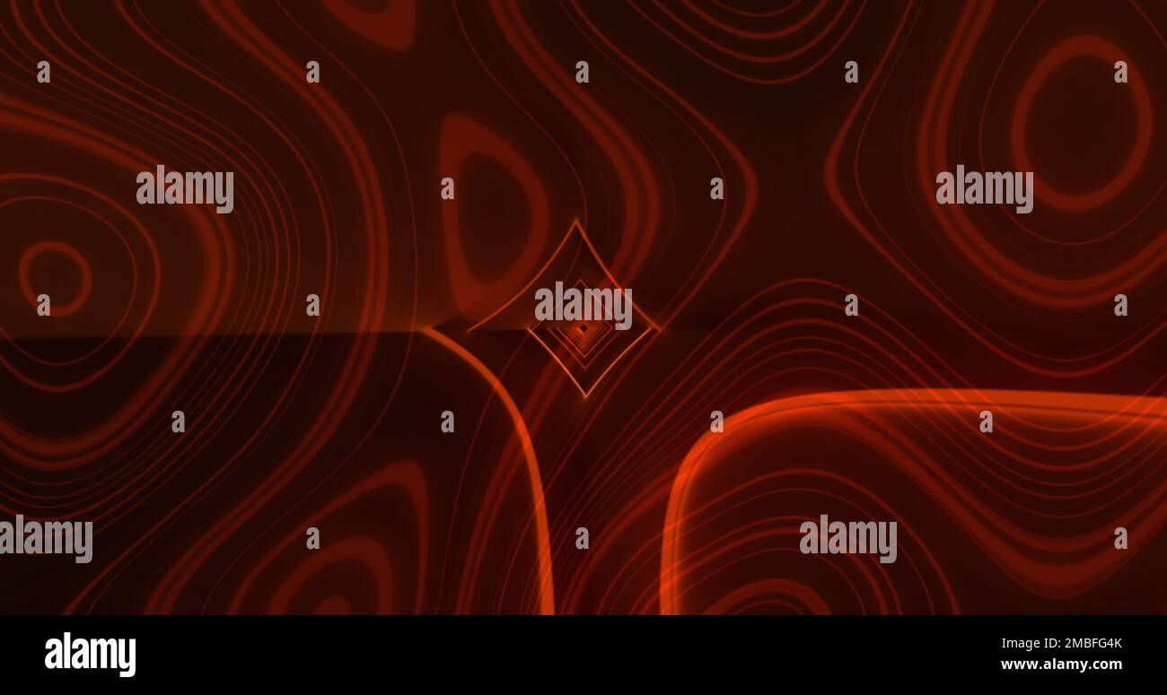Composition of red light trails and shapes on black background Stock ...