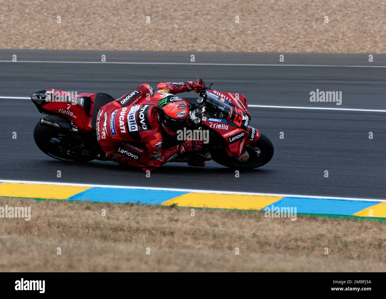 Italian rider Francesco Bagnaia of the Ducati Lenovo Team steers his ...
