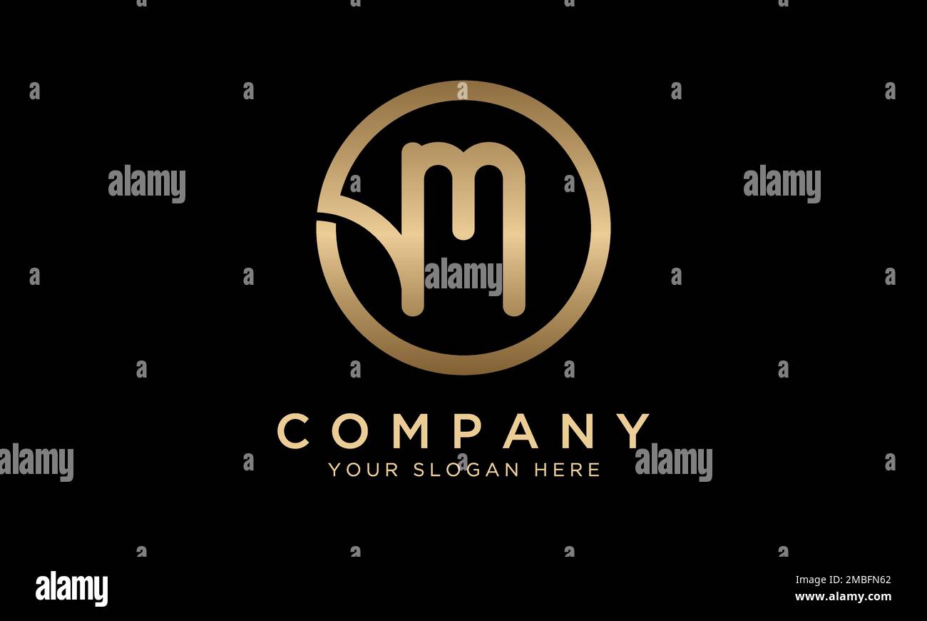 M Letter Logo With Circle Shape. Modern Unique Creative M Logo Design Vector Template. Elegant Identity Design In  Gold Color. Stock Vector