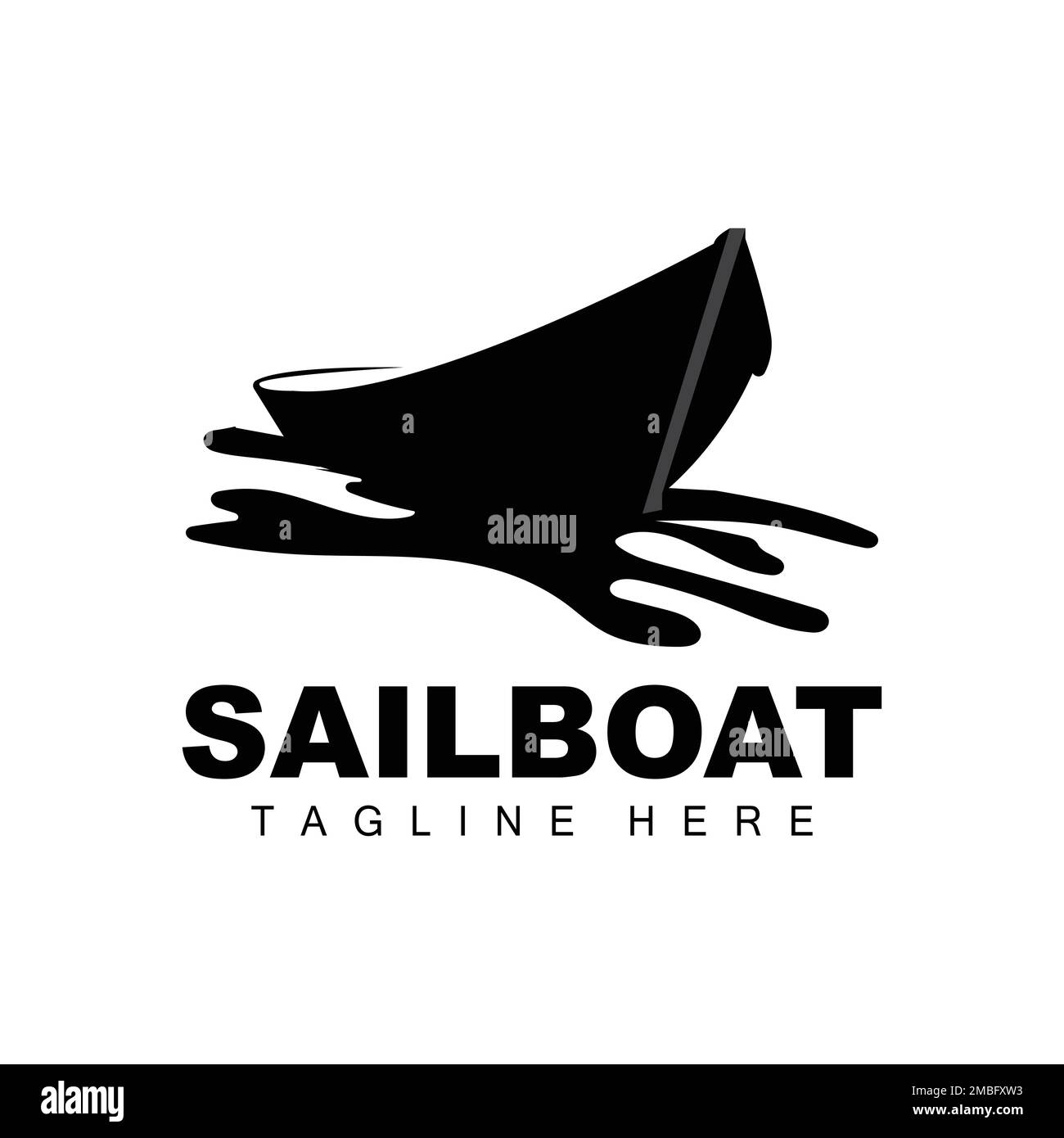 Sailboat Logo,Traditional Asian Boat Vector, Lake Ocean Icon Design, Fishing Boat Stock Vector