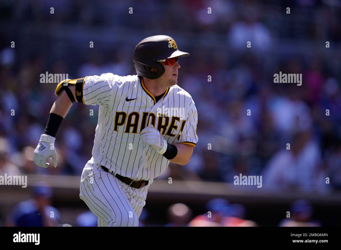 San Diego Padres shortstop Jake Cronenworth (9) reacts during an MLB  regular season game against the Colorado Rockies, Monday, August 16, 2021,  in Den Stock Photo - Alamy