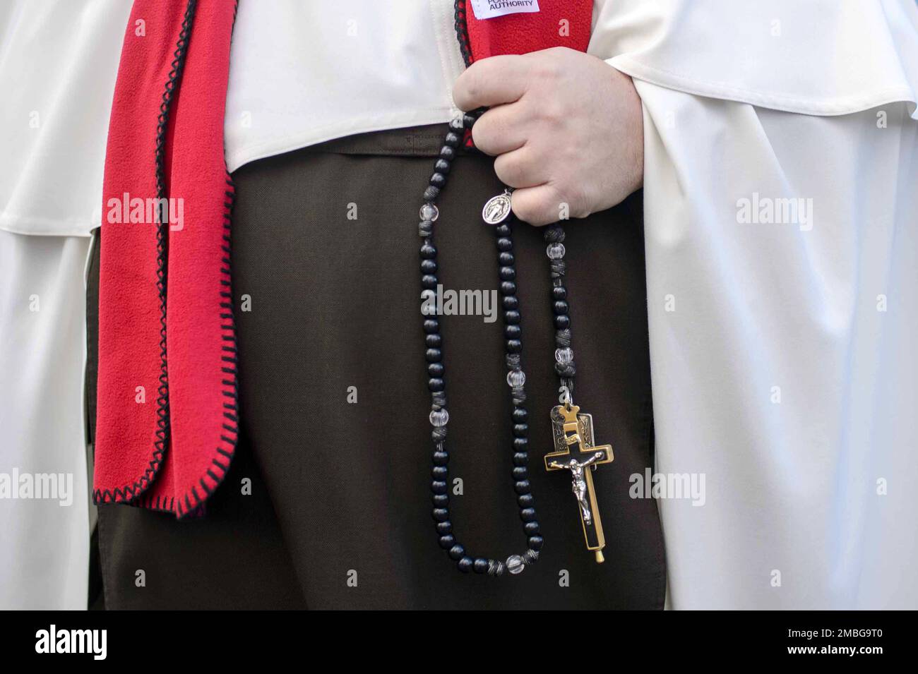 Washington DC, USA. 20th Jan, 2023. A Franciscian holds a rosary while walking in the 50th March for Life on the National Mall in Washington, DC on Friday, January 20, 2023. Photo by Bonnie Cash/UPI Credit: UPI/Alamy Live News Stock Photo