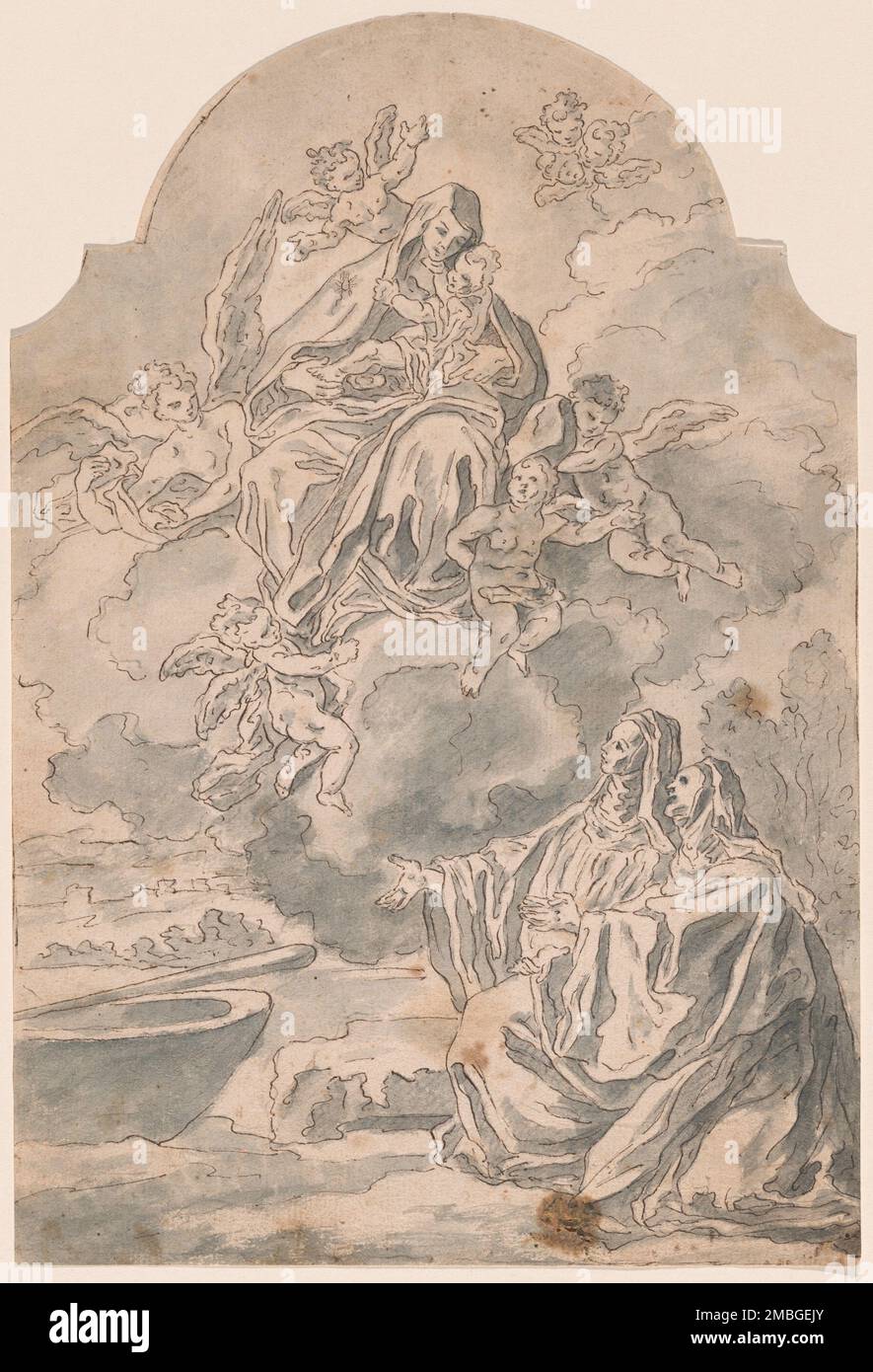 The Virgin and Child Appearing to Two Female Monastics, c. 1700 Stock ...