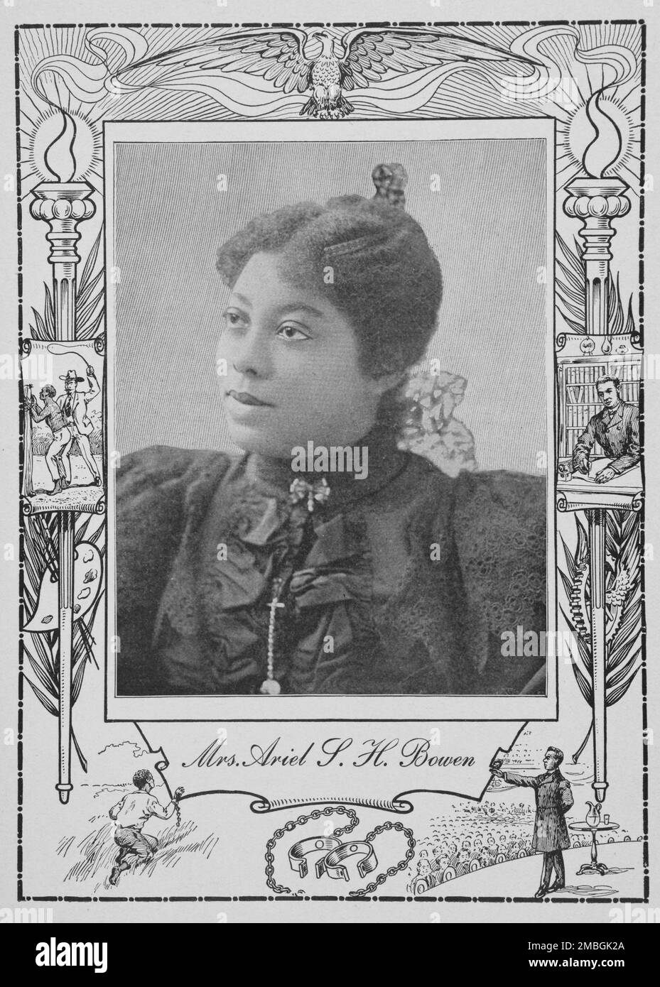 Mrs. Ariel S. H. Bowen [recto], 1902. African-American writer, temperance activist Ariel Serena Hedges Bowen, professor of music at Clark University in Atlanta. Life member of the Woman's Foreign Missionary Society of the Methodist Episcopal Church. From a 'cyclopedia of thought on the vital topics relating to' black Americans. Stock Photo