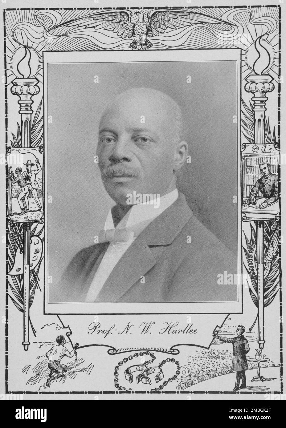 Prof. N. W. Harllee [recto], 1902. Norman Washington Harllee, writer, educator and advocate for African American education. Born enslaved, Harllee was the first superintendent of the Texas State Fair's Colored Department, principal of Dallas Colored High School. From a 'cyclopedia of thought on the vital topics relating to' black Americans. Stock Photo