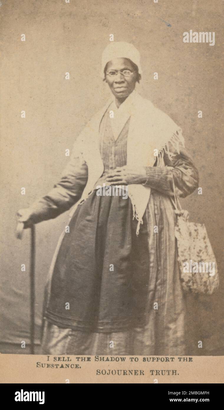 I sell the shadow to support the substance, Sojourner Truth, 1864. Additional title: Three-quarter length portrait of Sojourner Truth. Stock Photo