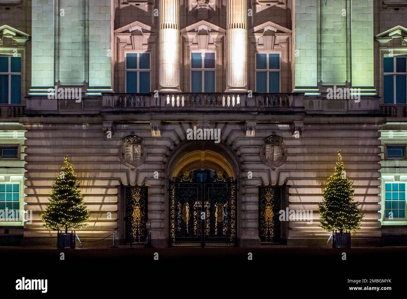 Christmas Trees outside Buckingham Palace the first with King Charles