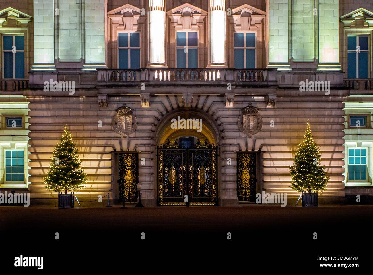 Christmas Trees outside Buckingham Palace the first with King Charles