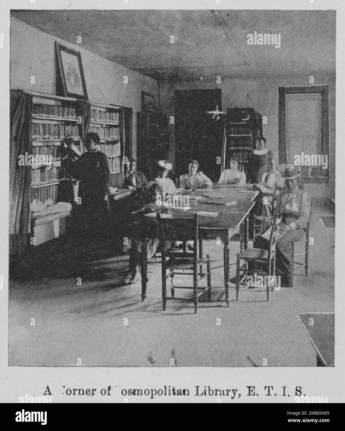 A corner of Cosmopolitan Library, E. T. I. S., 1903. Stock Photo