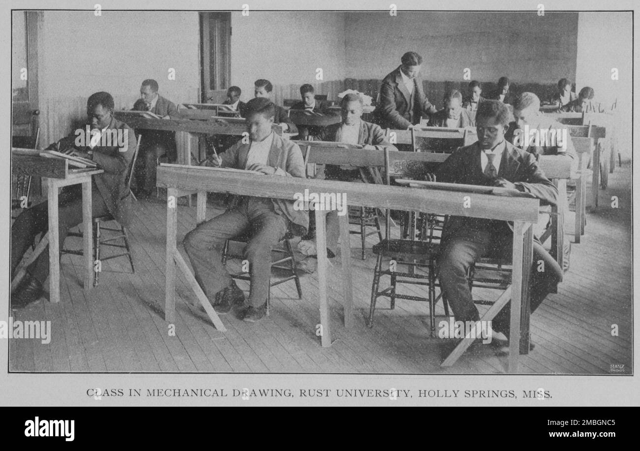 Class in mechanical drawing, Rust University, Holly Springs, Miss., 1902. Stock Photo