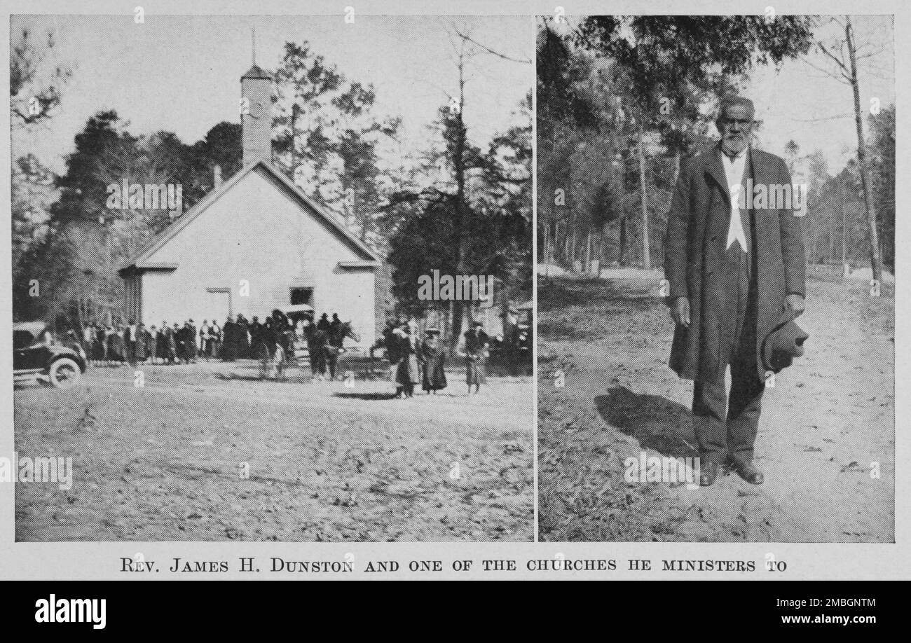 Rev. James H. Dunston and one of the churches he ministers to, 1922. Stock Photo