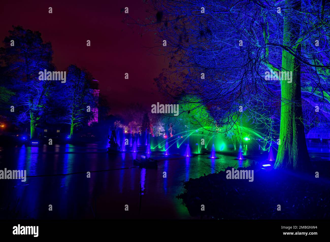 Christmas at Kew 2022 - lights decorate the royal botanic gardens Stock Photo
