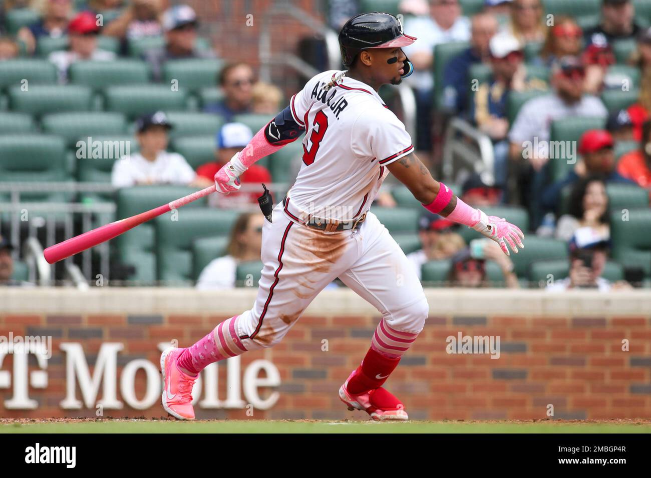 Atlanta Braves' Ronald Acuna Jr. bats in the second inning of a ...