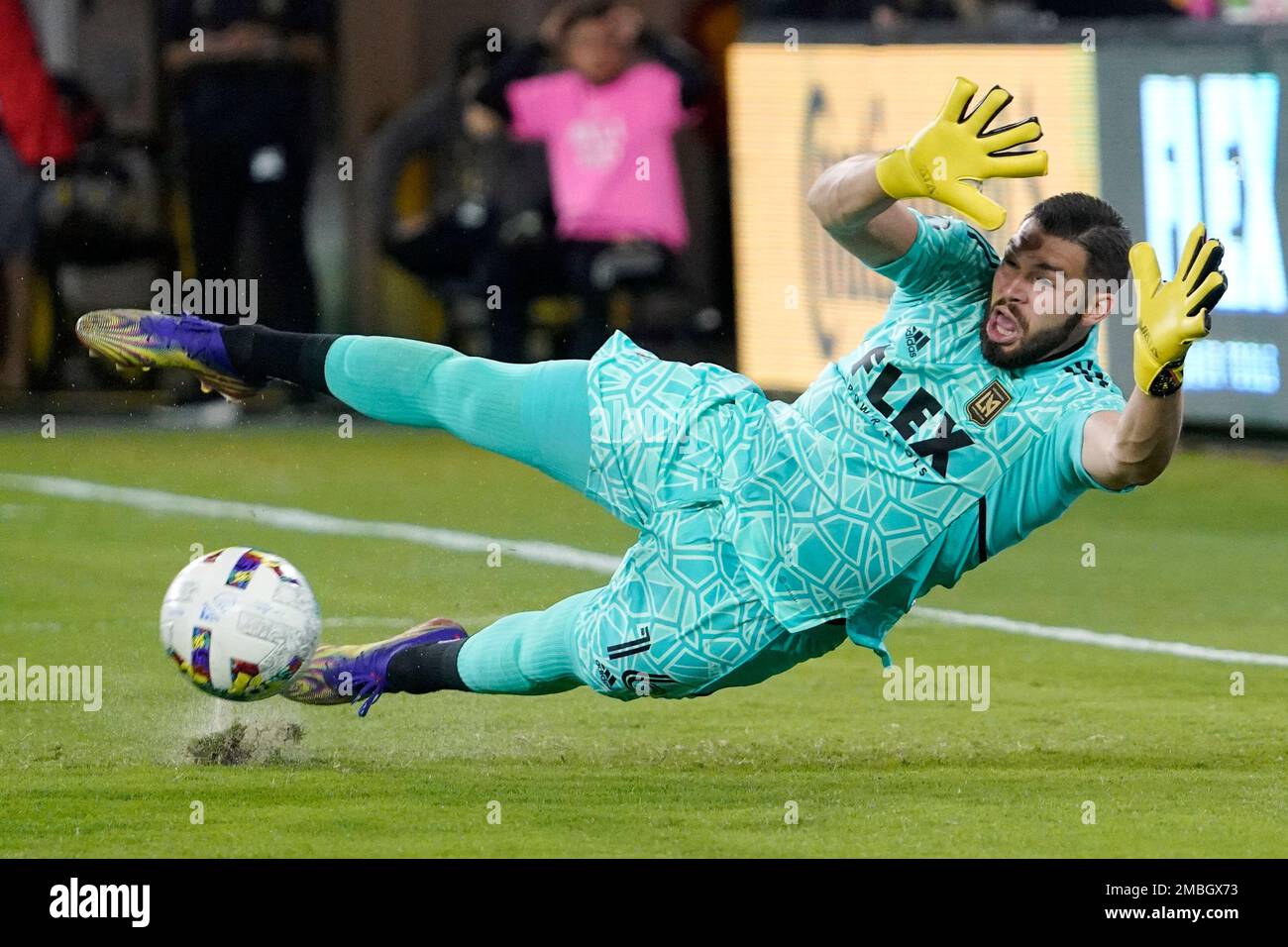 Los Angeles FC goalkeeper Maxime Crépeau (16) during a MLS match