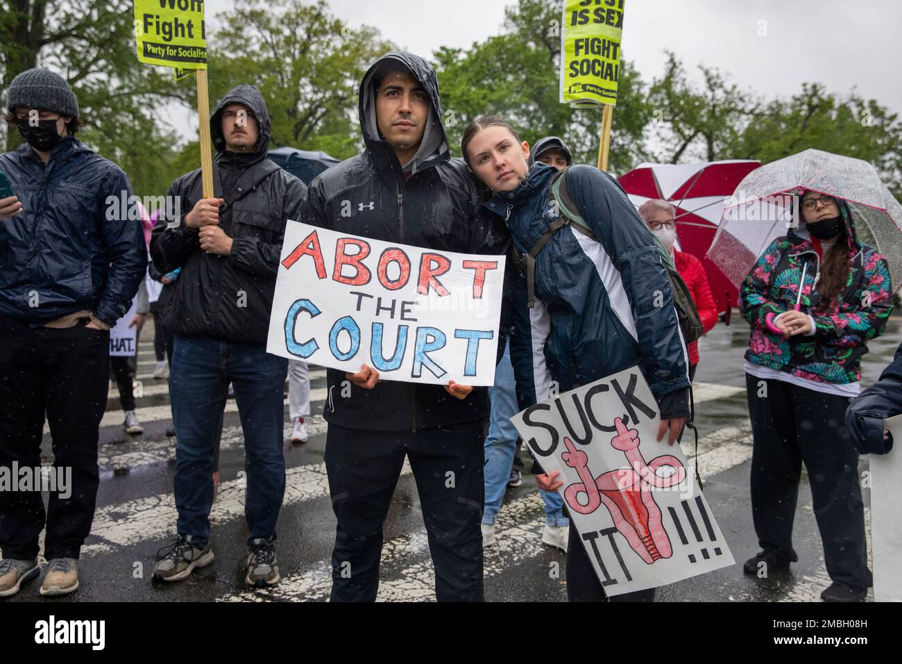 EDS NOTE: OBSCENITY - Abortion-rights protesters Greg Piteo, left, and ...
