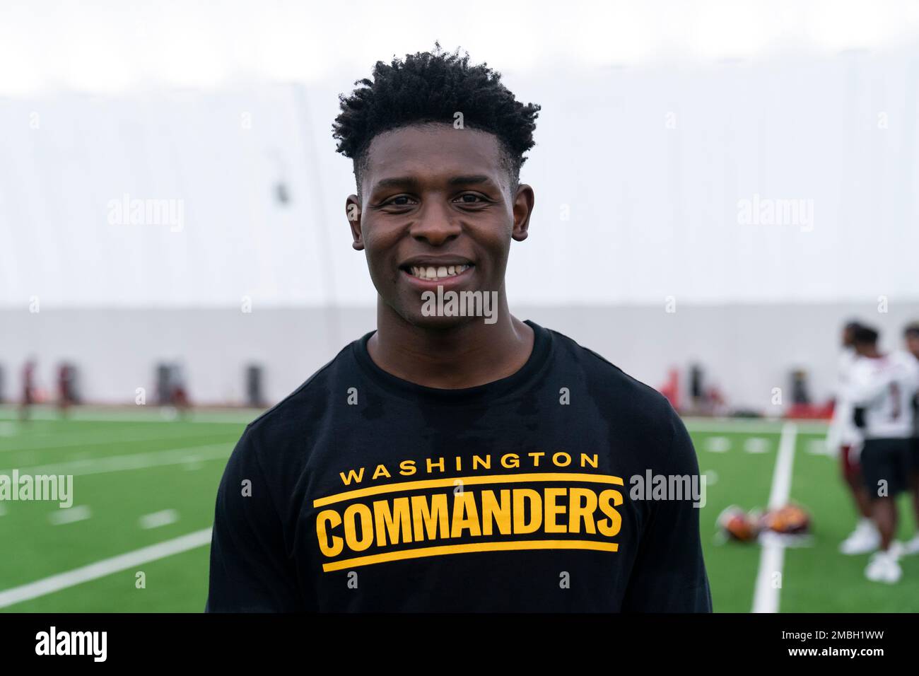 Landover, MD, USA - August 21, 2023 : Washington Commanders safety Percy  Butler (35) lines up during the preseason game between Baltimore Ravens and  the Washington Commanders in Landover, MD. Photographer: Cory