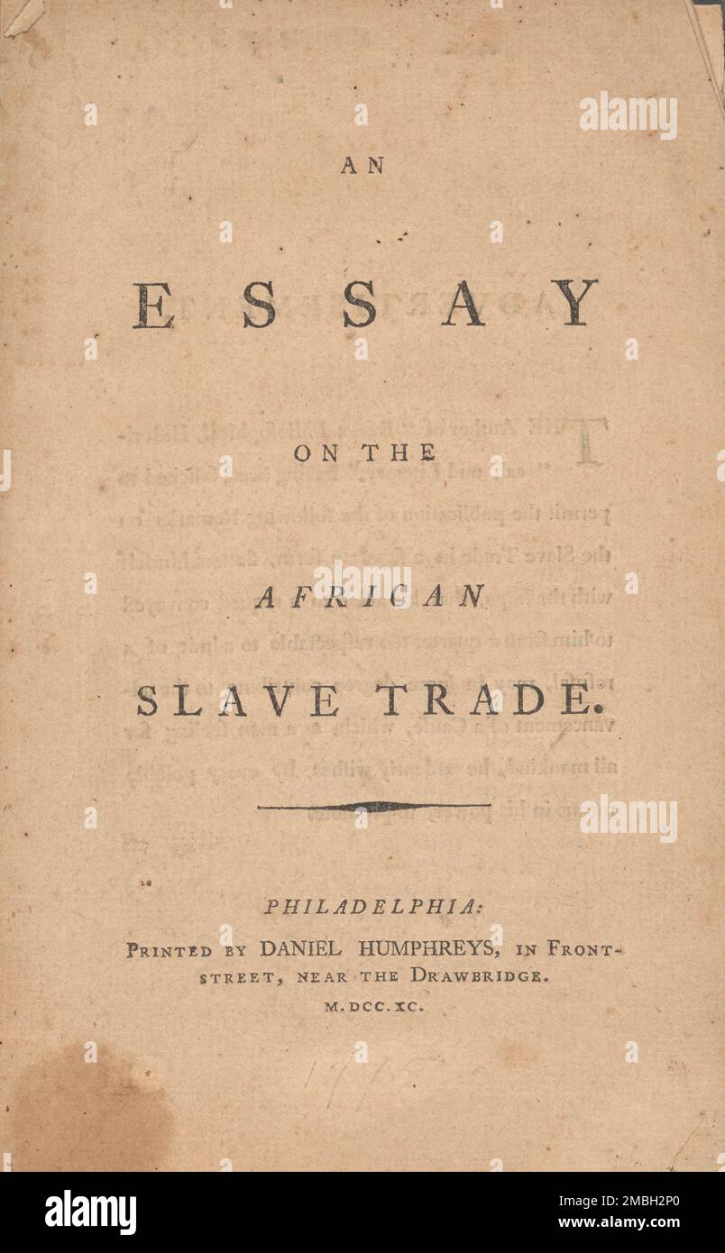 An essay on the African slave trade, 1790. By William Belsham Stock Photo Alamy