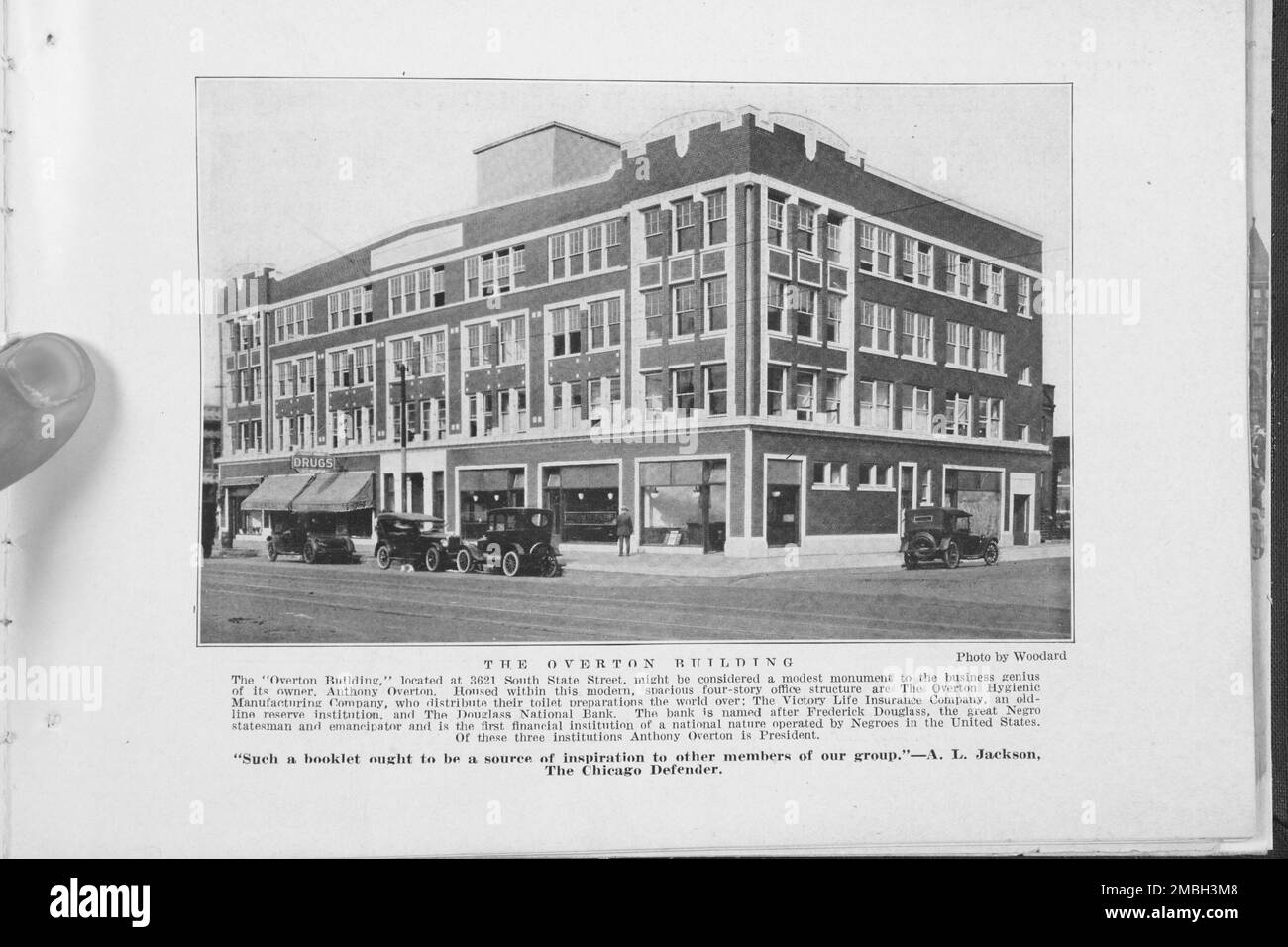 The Overton building located at 3621 South State Street, might be considered a modest monument to the business genius of its owner, Anthony Overton, 1925. Stock Photo